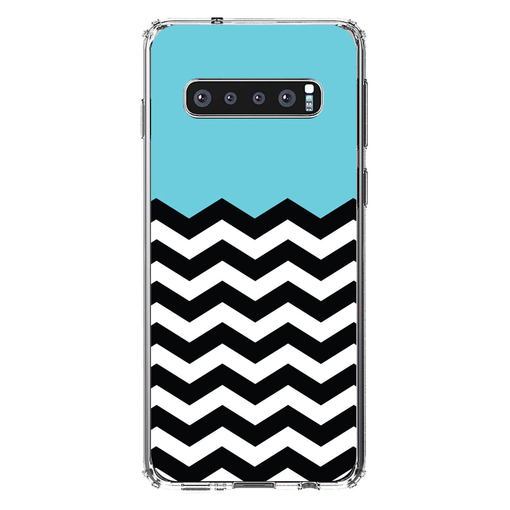 Black White Blue Chevron Clear Shockproof iPhone Case, view 17