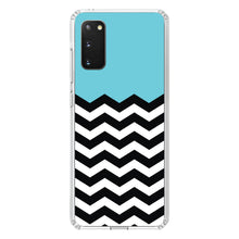 DistinctInk® Clear Shockproof Hybrid Case for Apple iPhone / Samsung Galaxy / Google Pixel - Black White Blue Chevron