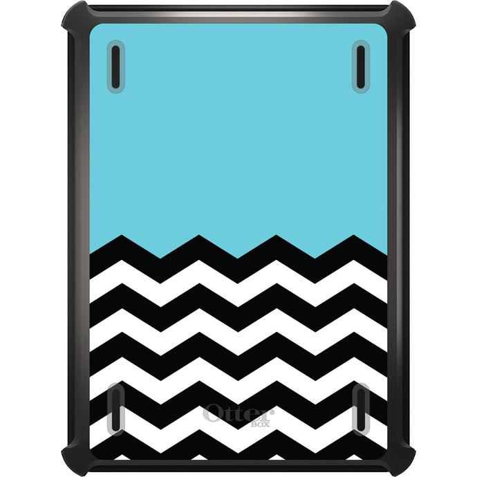 DistinctInk™ OtterBox Defender Series Case for Apple iPad / iPad Pro / iPad Air / iPad Mini - Black White Blue Chevron