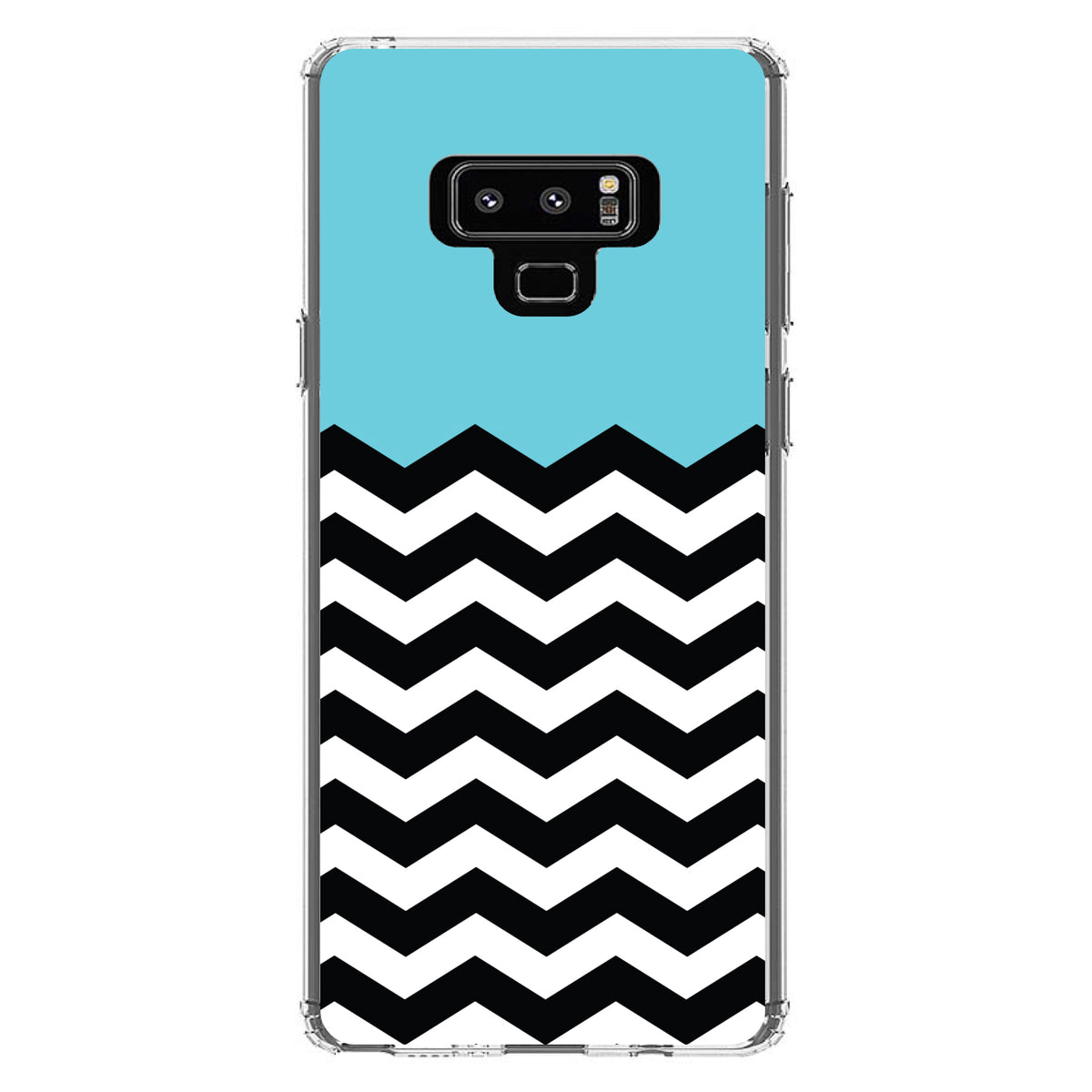 Black White Blue Chevron Clear Shockproof iPhone Case, view 11