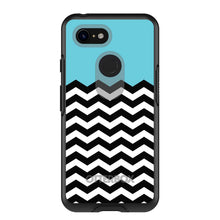 DistinctInk™ OtterBox Symmetry Series Case for Apple iPhone / Samsung Galaxy / Google Pixel - Black White Blue Chevron