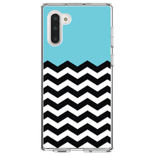 DistinctInk® Clear Shockproof Hybrid Case for Apple iPhone / Samsung Galaxy / Google Pixel - Black White Blue Chevron