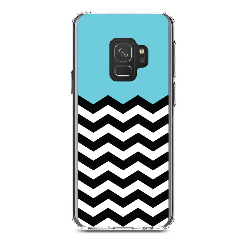 Black White Blue Chevron Clear Shockproof iPhone Case, view 19