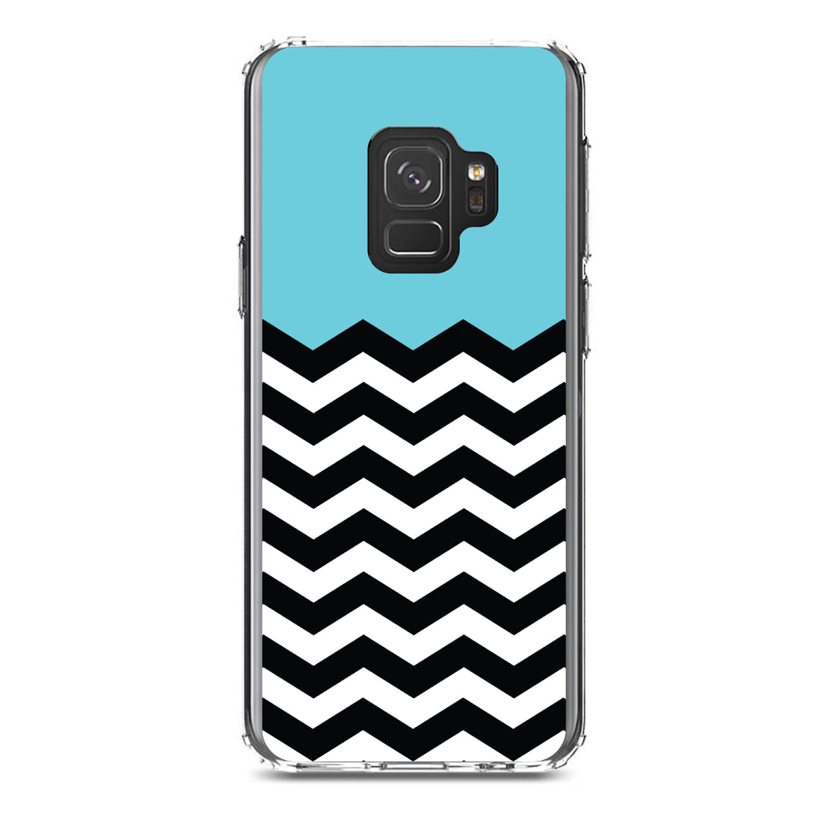 Black White Blue Chevron Clear Shockproof iPhone Case, view 19