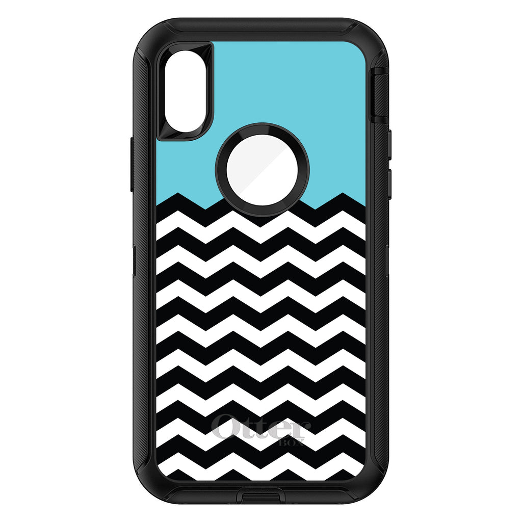 Black White Blue Chevron OtterBox Defender Case for iPhone & Galaxy, view 3