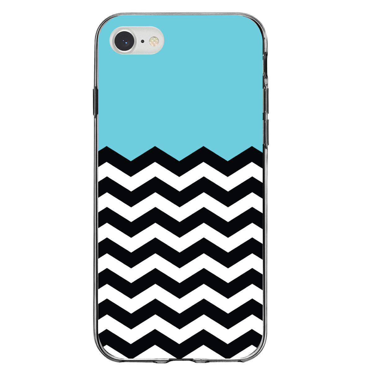 Black White Blue Chevron Clear Shockproof iPhone Case, view 5