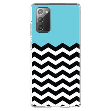DistinctInk® Clear Shockproof Hybrid Case for Apple iPhone / Samsung Galaxy / Google Pixel - Black White Blue Chevron