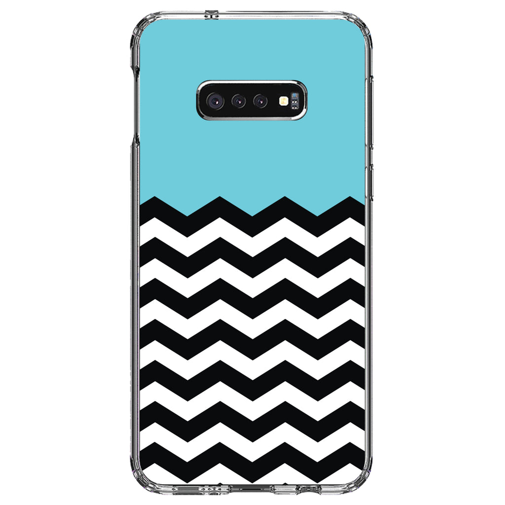 Black White Blue Chevron Clear Shockproof iPhone Case, view 18
