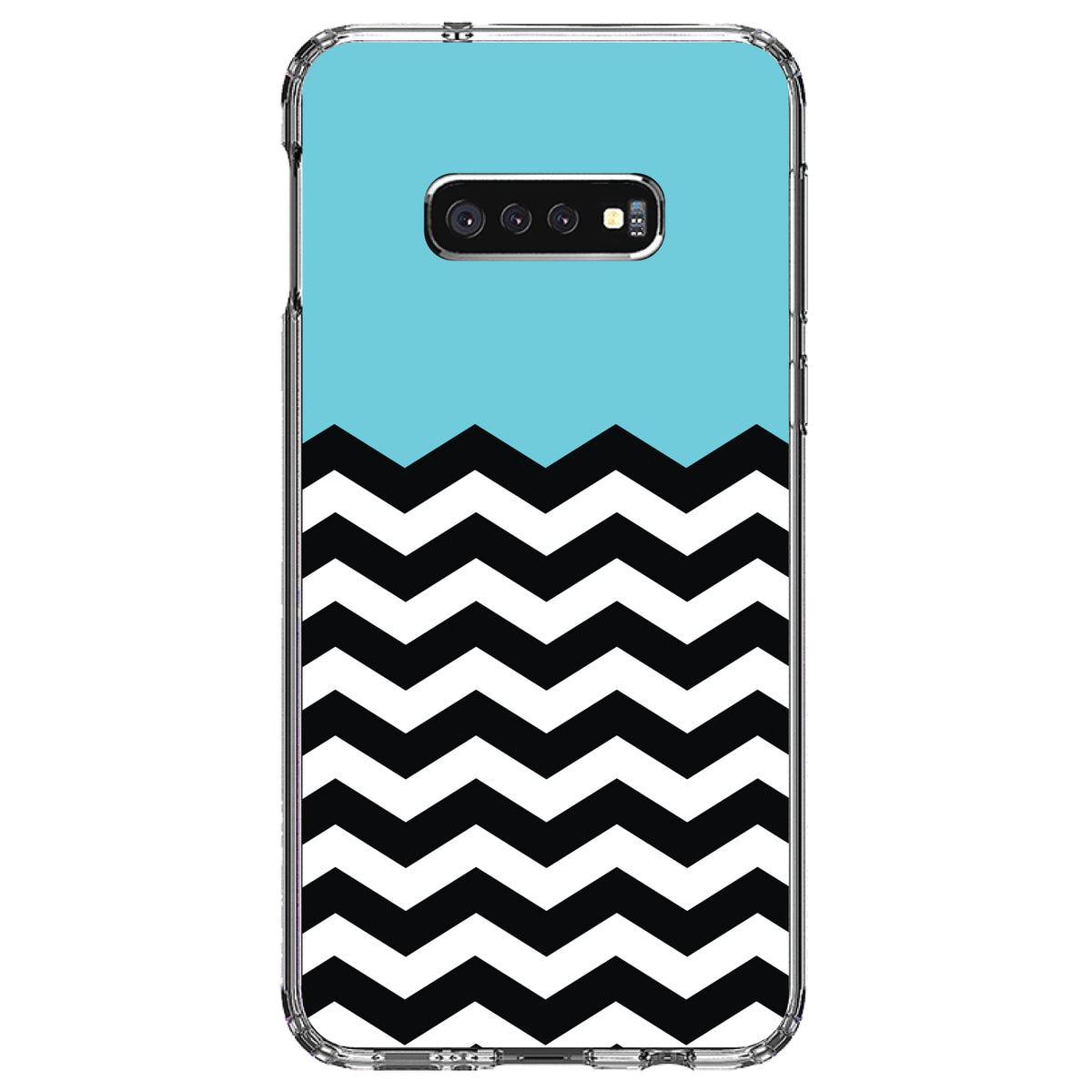 Black White Blue Chevron Clear Shockproof iPhone Case, view 18