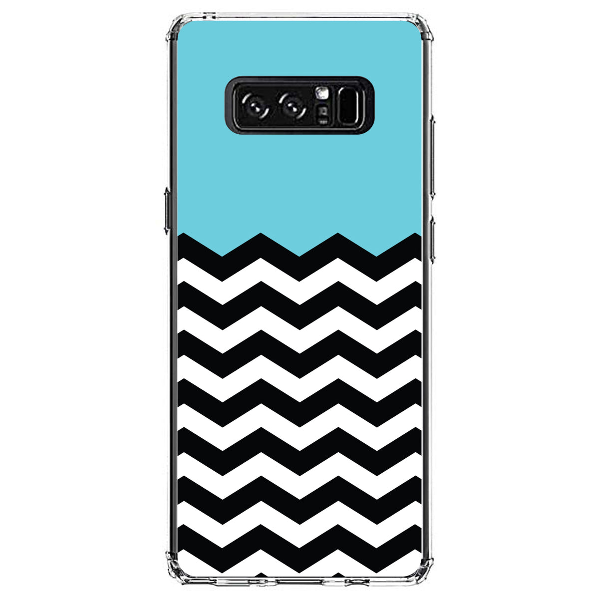 Black White Blue Chevron Clear Shockproof iPhone Case, view 12