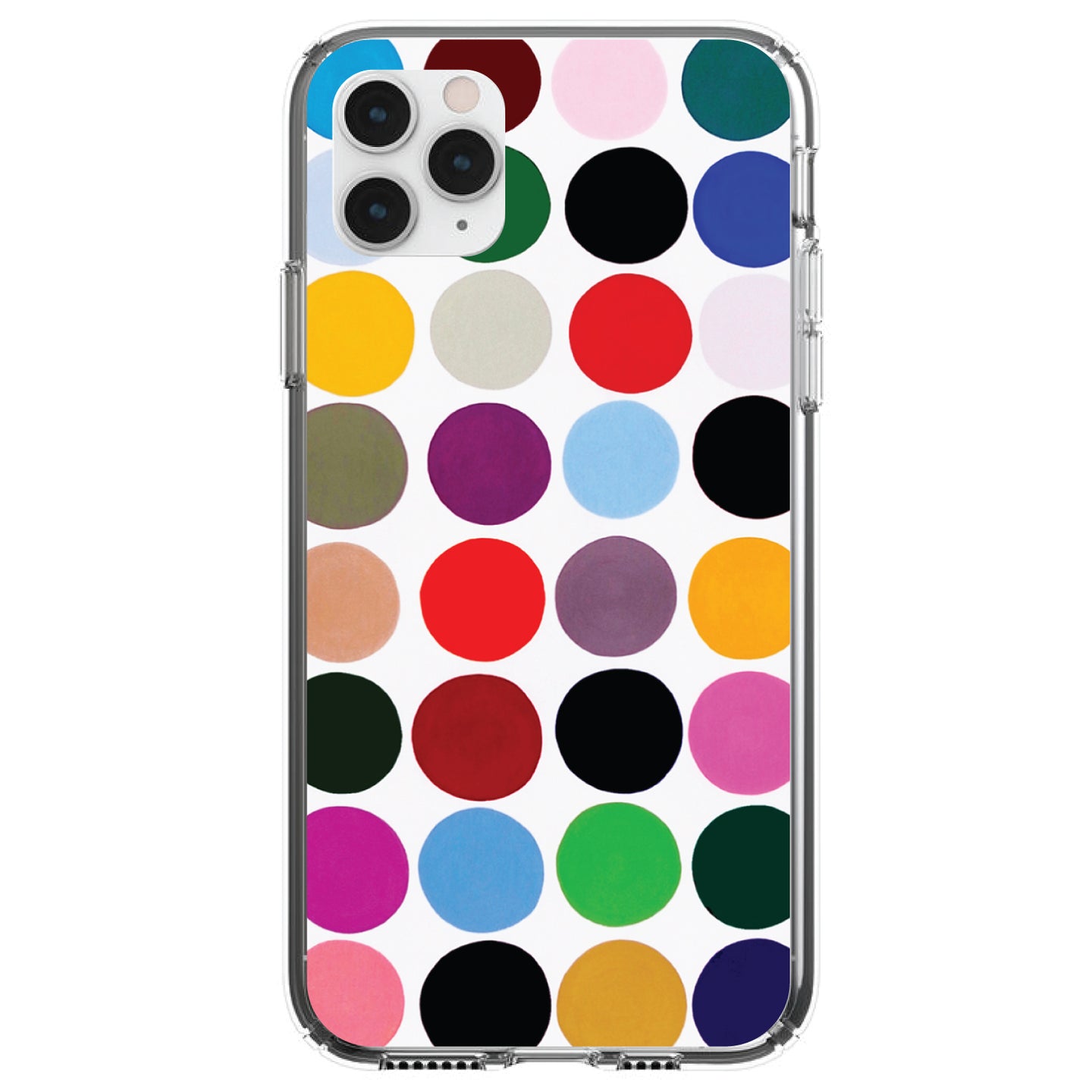 DistinctInk® Clear Shockproof Hybrid Case for Apple iPhone / Samsung Galaxy / Google Pixel - Rainbow Polka Dots