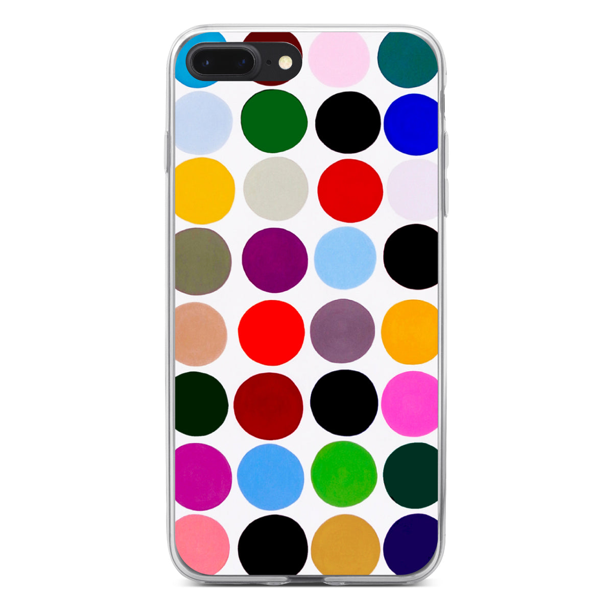 Rainbow Polka Dots Clear Shockproof iPhone Case, view 6