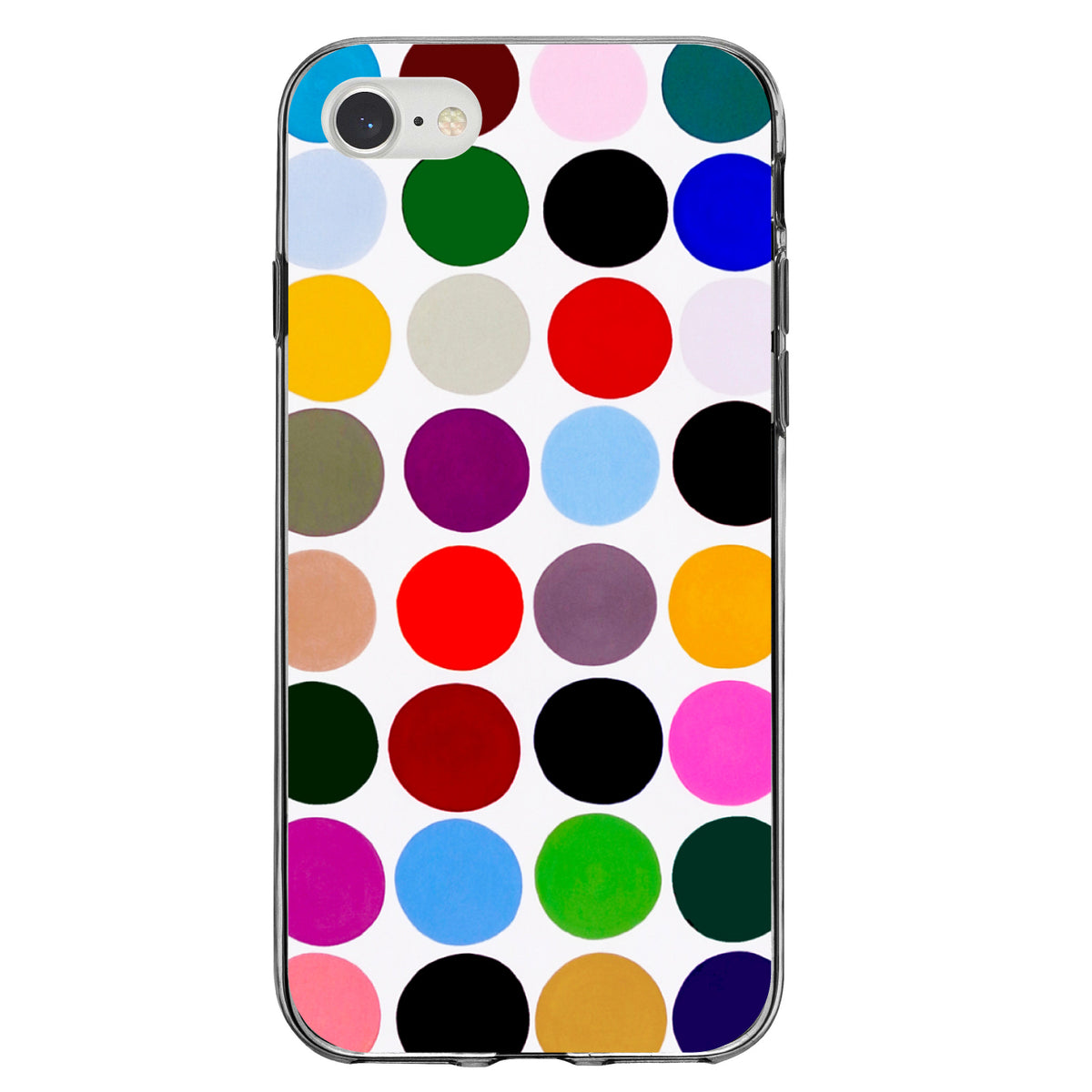 Rainbow Polka Dots Clear Shockproof iPhone Case, view 5