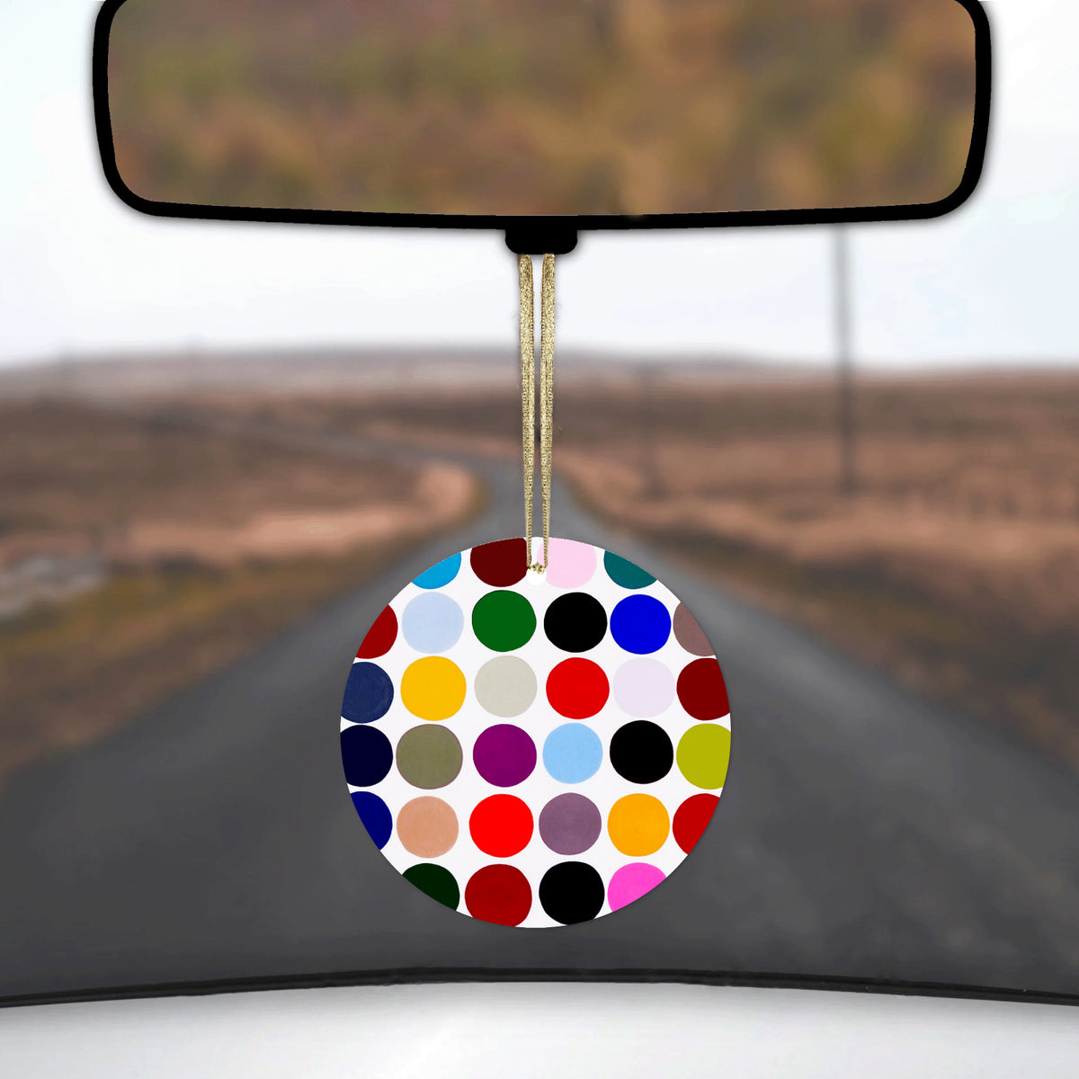 Rainbow Polka Dots Ceramic Ornament, view 3