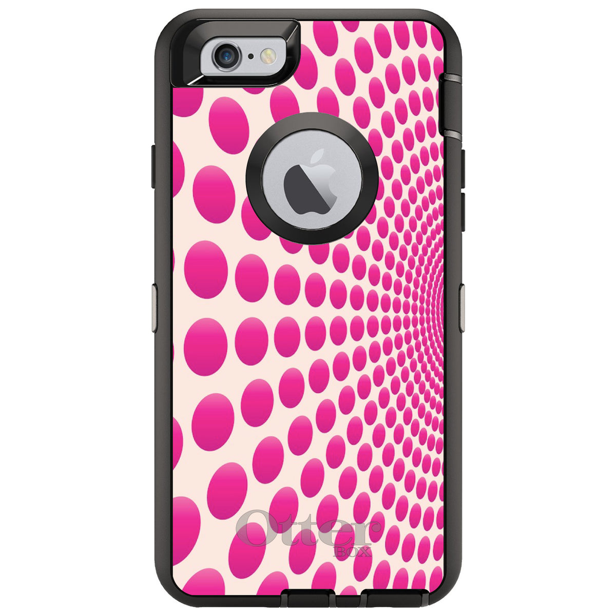 Hot Pink Polka Dots Swirl OtterBox Defender Case for iPhone & Galaxy, view 4