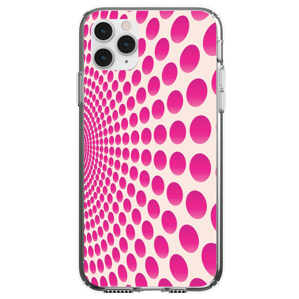 Hot Pink Polka Dots Swirl Clear Shockproof iPhone Case