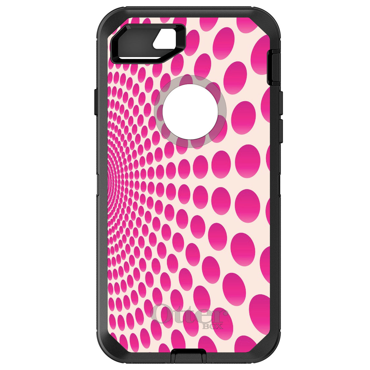 Hot Pink Polka Dots Swirl OtterBox Defender Case for iPhone & Galaxy