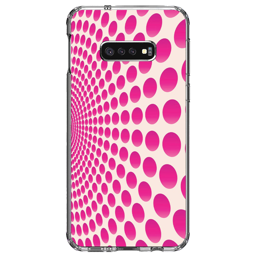 Hot Pink Polka Dots Swirl Clear Shockproof iPhone Case, view 18