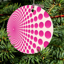 Hot Pink Polka Dots Swirl Ceramic Ornament