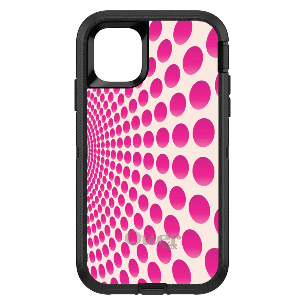Hot Pink Polka Dots Swirl OtterBox Defender Case for iPhone & Galaxy, view 2