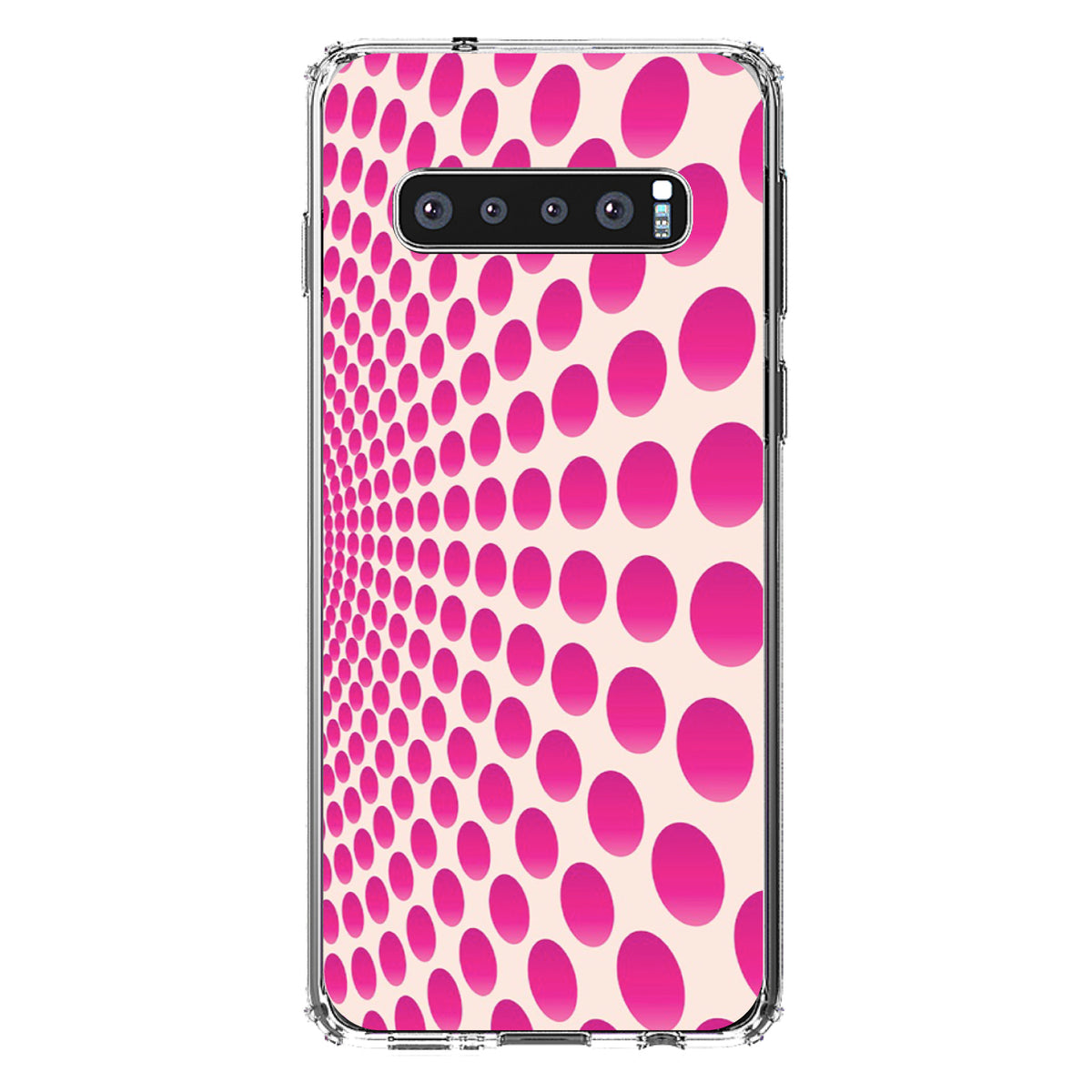 Hot Pink Polka Dots Swirl Clear Shockproof iPhone Case, view 17
