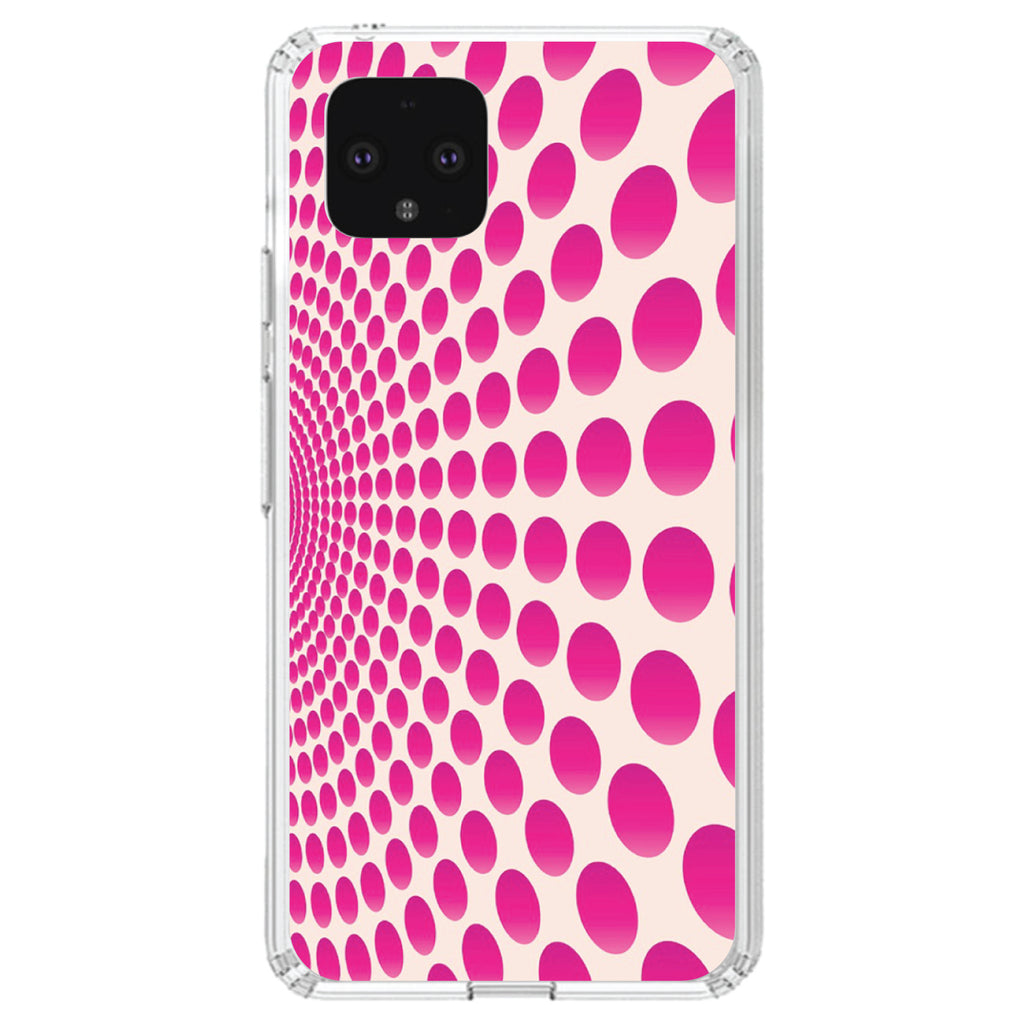 Hot Pink Polka Dots Swirl Clear Shockproof iPhone Case, view 24
