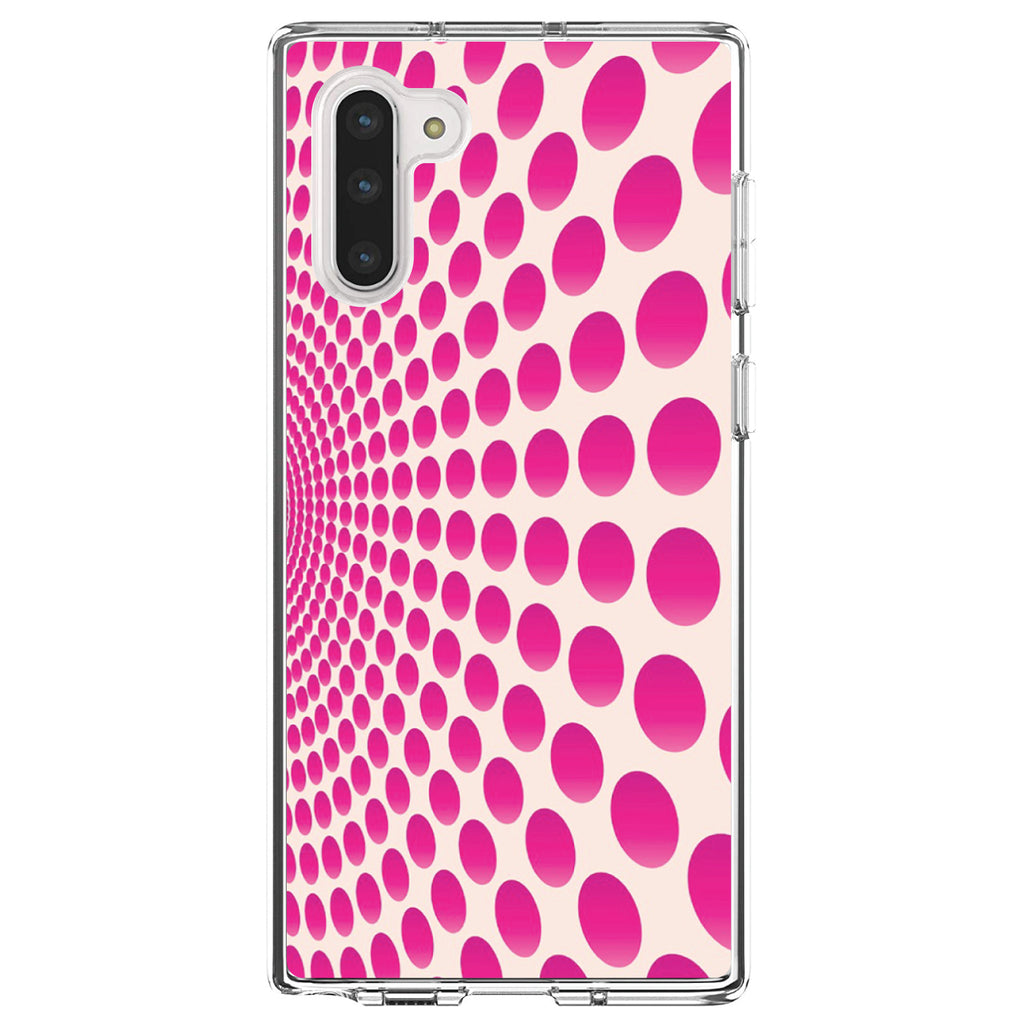 Hot Pink Polka Dots Swirl Clear Shockproof iPhone Case, view 9