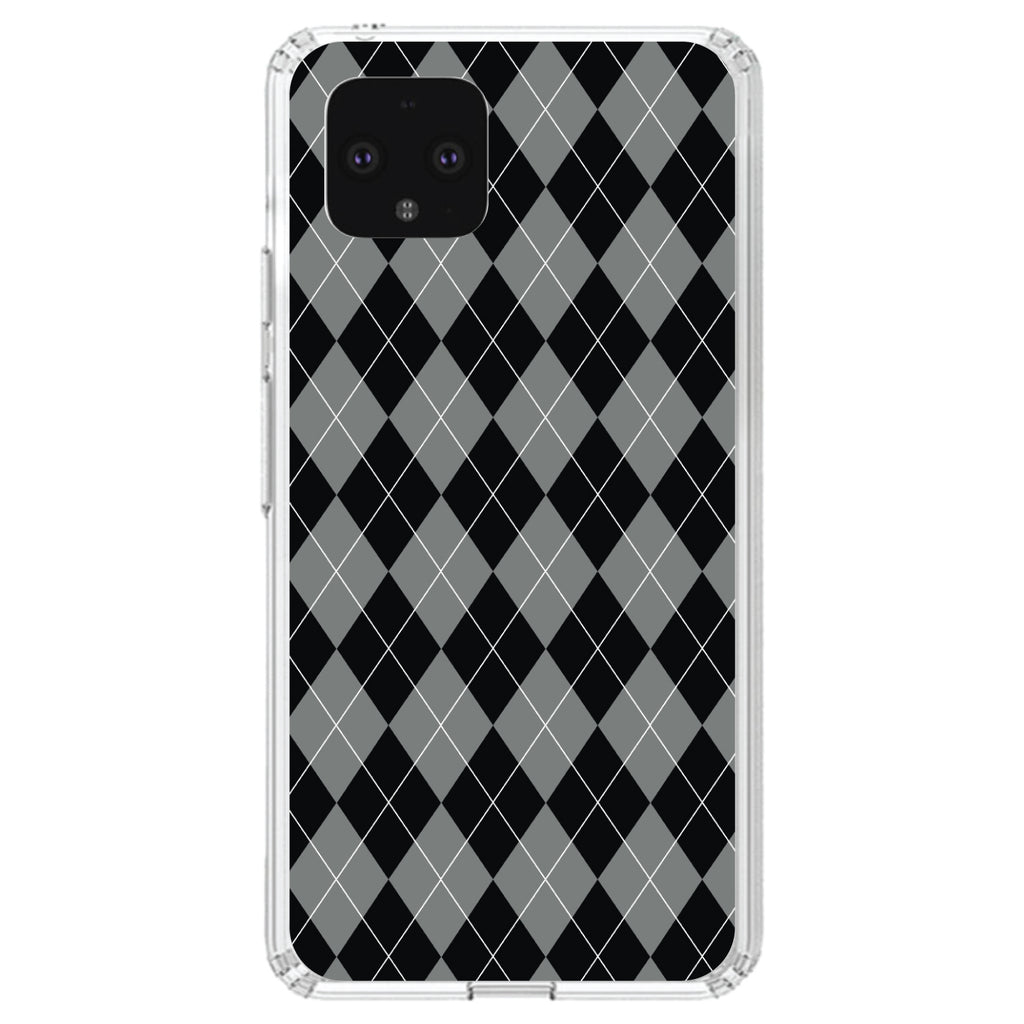 Black Grey White Argyle Clear Shockproof iPhone Case, view 23