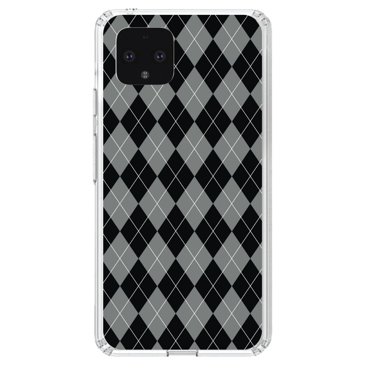 Black Grey White Argyle Clear Shockproof iPhone Case, view 23