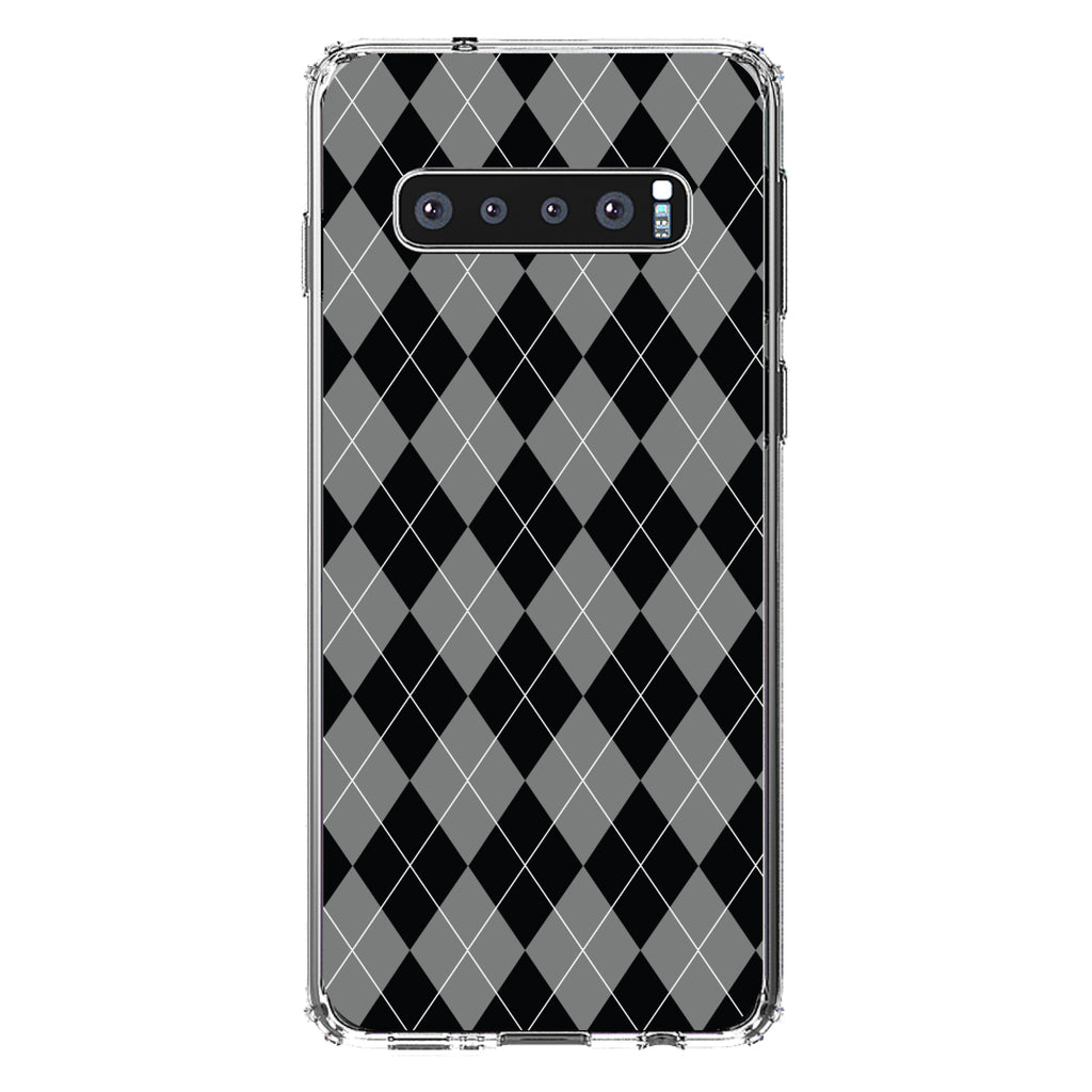Black Grey White Argyle Clear Shockproof iPhone Case, view 16