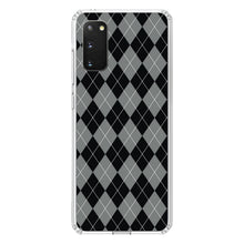 DistinctInk® Clear Shockproof Hybrid Case for Apple iPhone / Samsung Galaxy / Google Pixel - Black Grey White Argyle