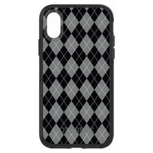 DistinctInk™ OtterBox Symmetry Series Case for Apple iPhone / Samsung Galaxy / Google Pixel - Black Grey White Argyle