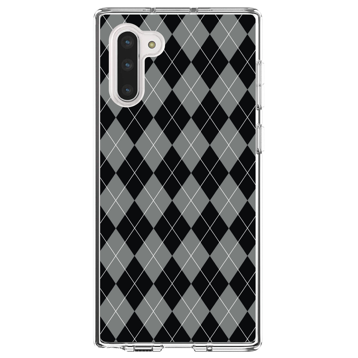 Black Grey White Argyle Clear Shockproof iPhone Case, view 9