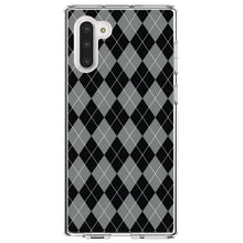 DistinctInk® Clear Shockproof Hybrid Case for Apple iPhone / Samsung Galaxy / Google Pixel - Black Grey White Argyle