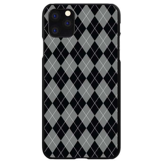 DistinctInk® Hard Plastic Snap-On Case for Apple iPhone or Samsung Galaxy - Black Grey White Argyle