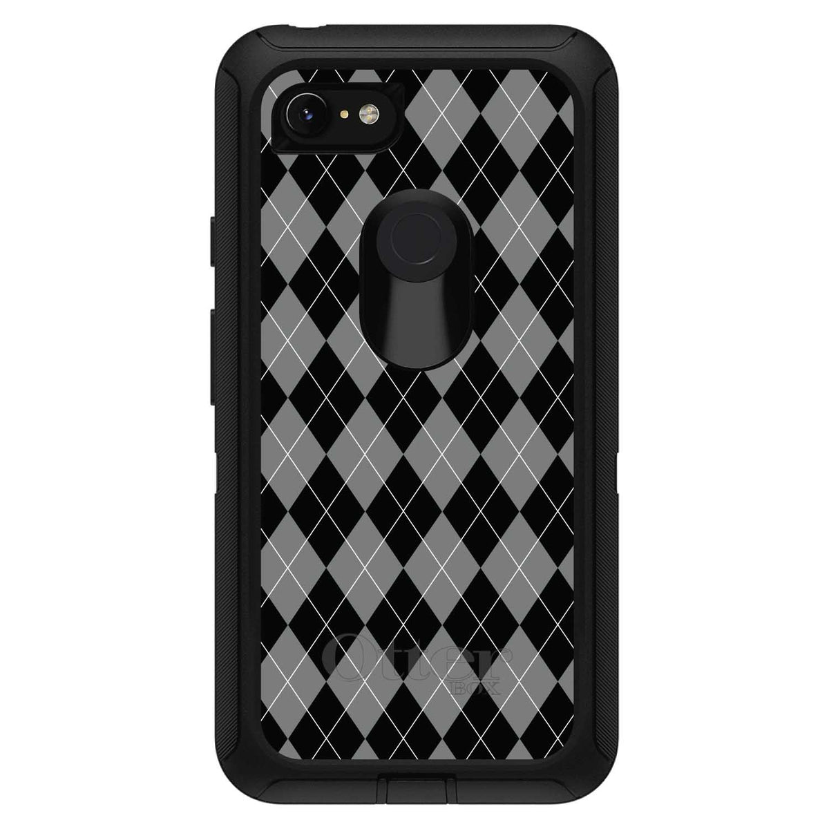 Black Grey White Argyle OtterBox Defender Case for iPhone & Galaxy, view 18