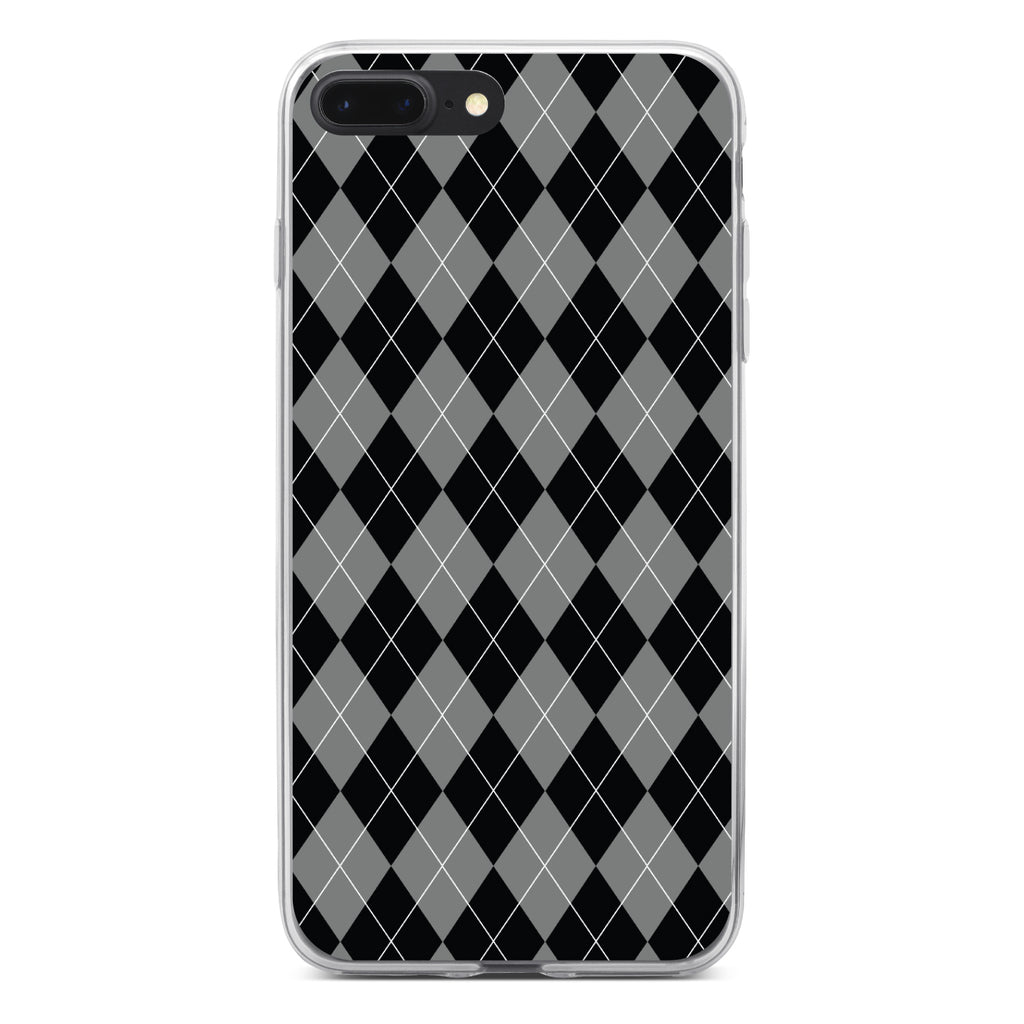 Black Grey White Argyle Clear Shockproof iPhone Case, view 6