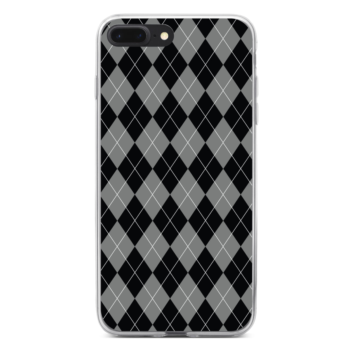 Black Grey White Argyle Clear Shockproof iPhone Case, view 6
