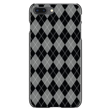 DistinctInk® Hard Plastic Snap-On Case for Apple iPhone or Samsung Galaxy - Black Grey White Argyle