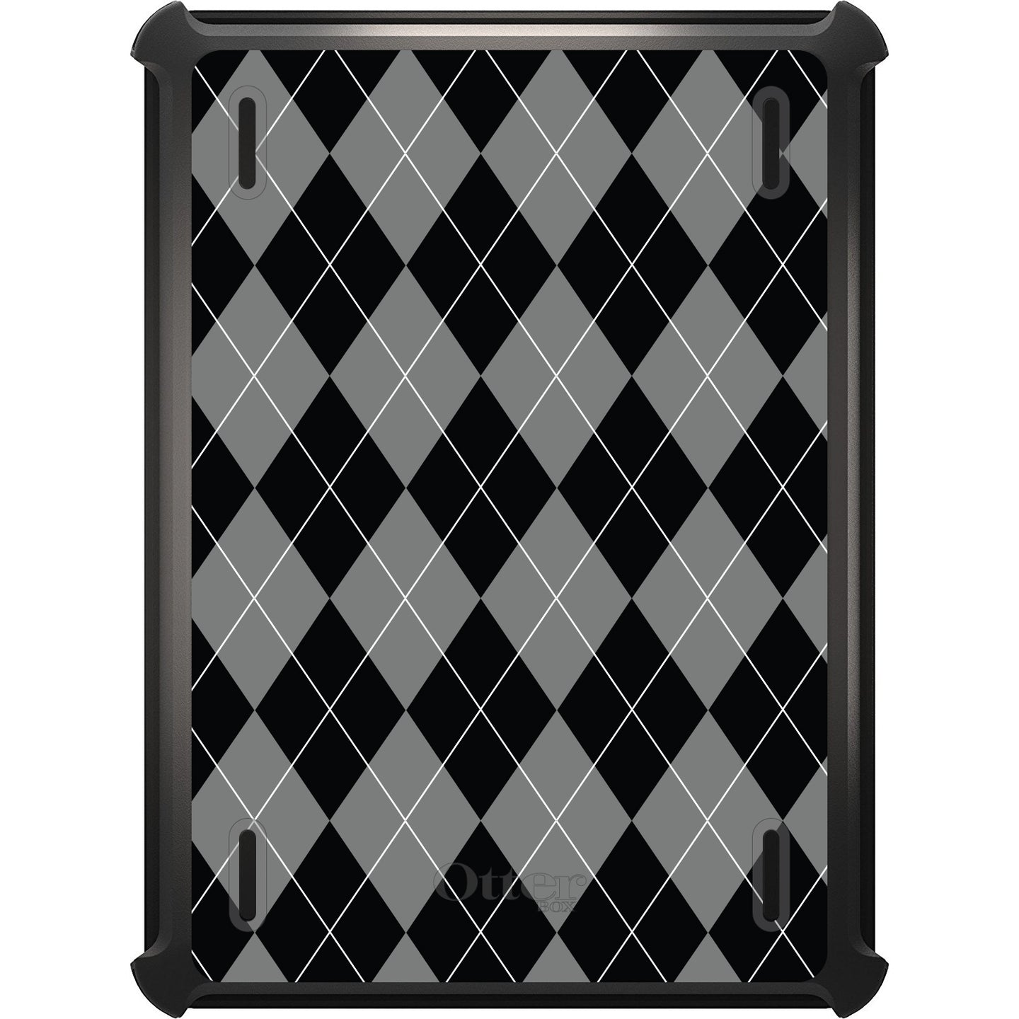 DistinctInk™ OtterBox Defender Series Case for Apple iPad / iPad Pro / iPad Air / iPad Mini - Black Grey White Argyle