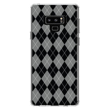 DistinctInk® Clear Shockproof Hybrid Case for Apple iPhone / Samsung Galaxy / Google Pixel - Black Grey White Argyle