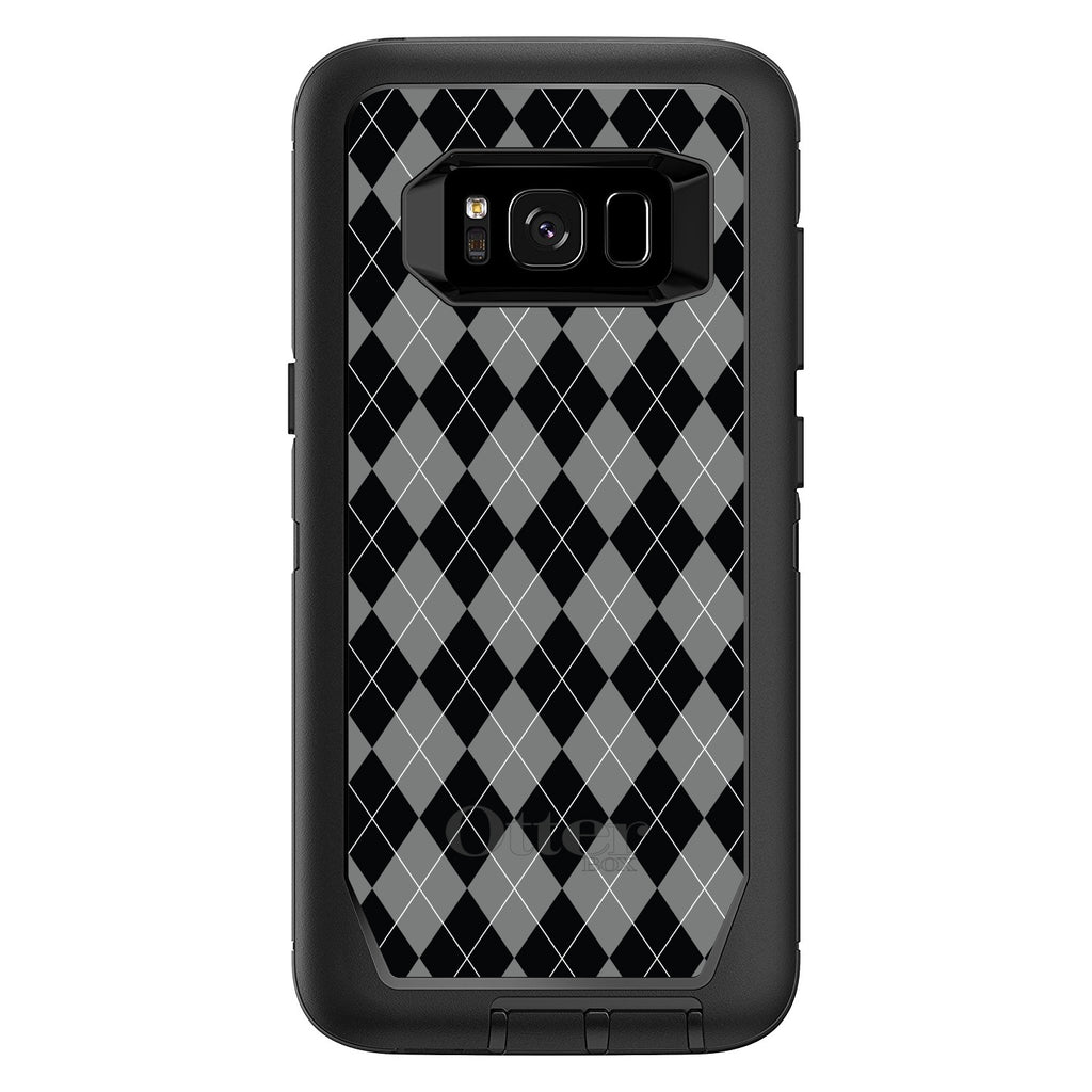 Black Grey White Argyle OtterBox Defender Case for iPhone & Galaxy, view 12