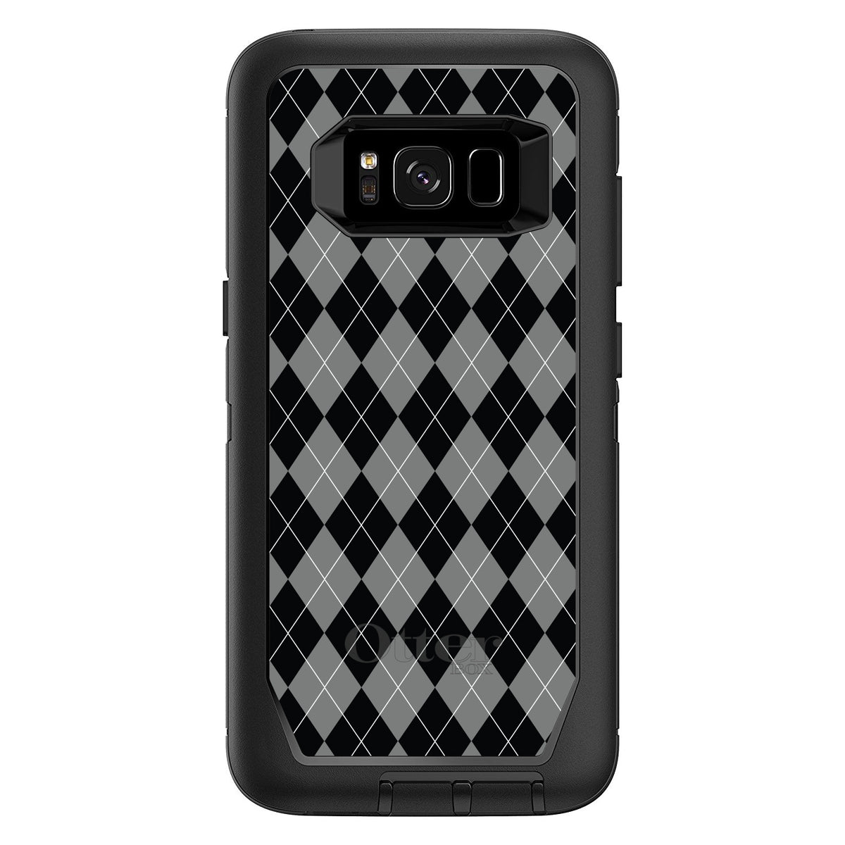 Black Grey White Argyle OtterBox Defender Case for iPhone & Galaxy, view 12
