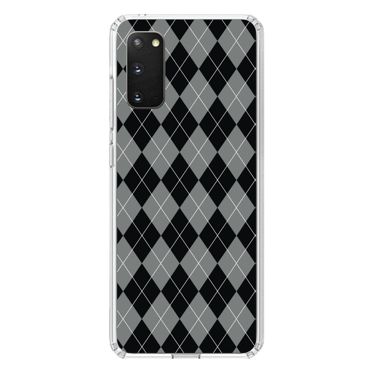 Black Grey White Argyle Clear Shockproof iPhone Case, view 14
