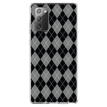 DistinctInk® Clear Shockproof Hybrid Case for Apple iPhone / Samsung Galaxy / Google Pixel - Black Grey White Argyle