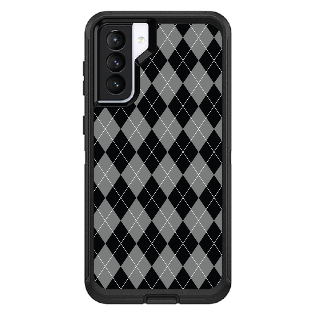 Black Grey White Argyle OtterBox Defender Case for iPhone & Galaxy, view 6