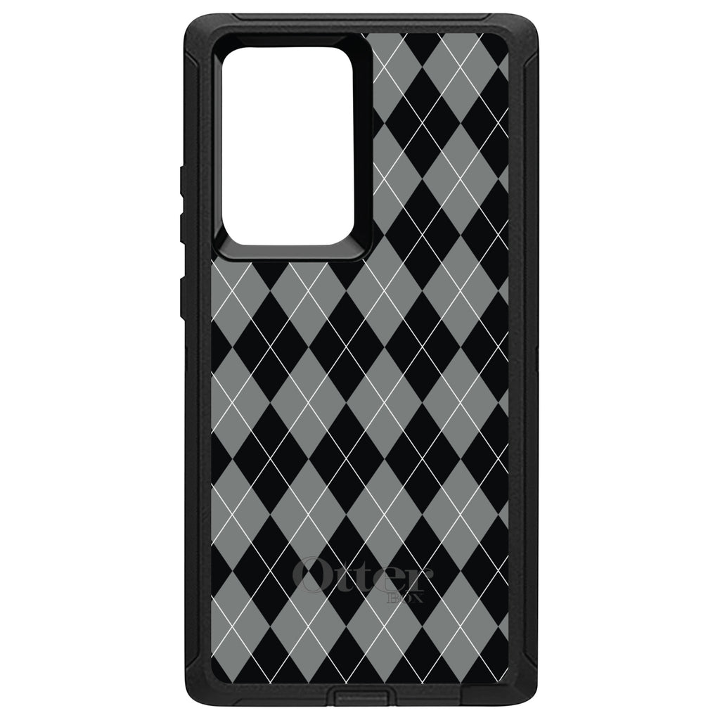 Black Grey White Argyle OtterBox Defender Case for iPhone & Galaxy, view 13