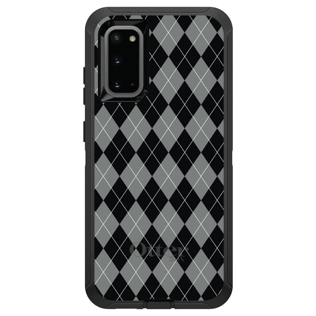 Black Grey White Argyle OtterBox Defender Case for iPhone & Galaxy, view 8