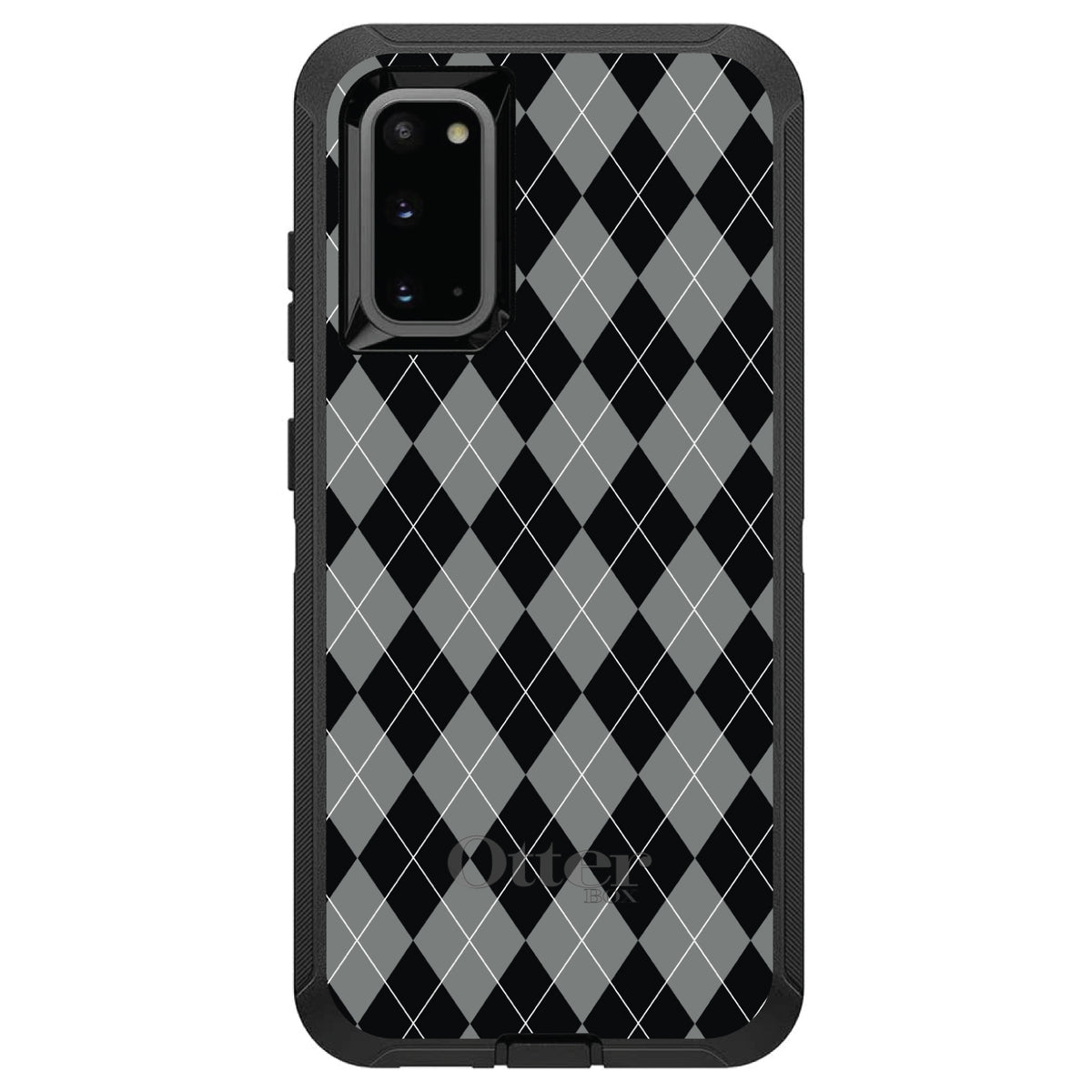 Black Grey White Argyle OtterBox Defender Case for iPhone & Galaxy, view 8