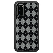 DistinctInk™ OtterBox Defender Series Case for Apple iPhone / Samsung Galaxy / Google Pixel - Black Grey White Argyle